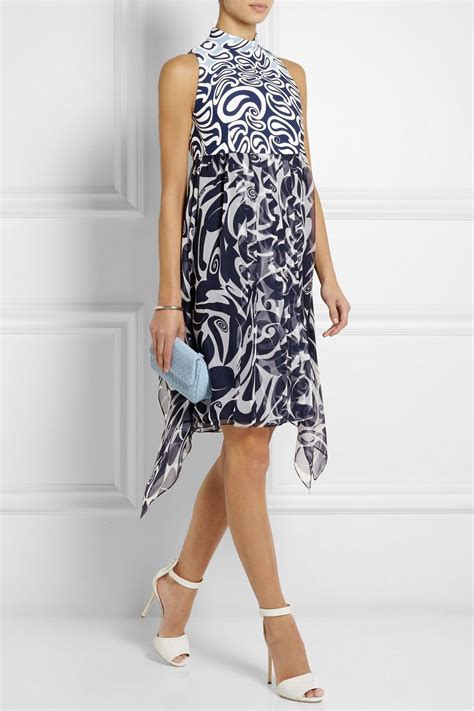 miu miu printed crepe dress